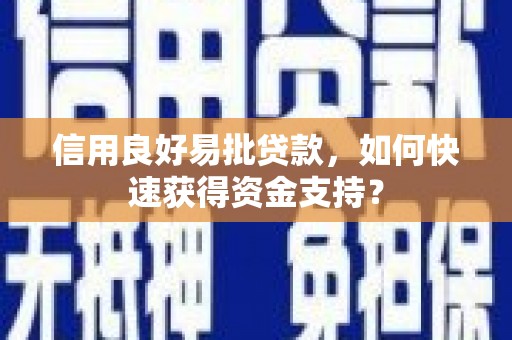 梨树县信用良好易批贷款，如何快速获得资金支持？