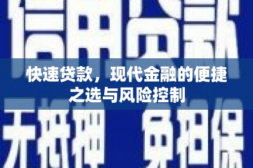 梨树县快速贷款，现代金融的便捷之选与风险控制