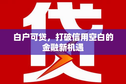 梨树县白户可贷，打破信用空白的金融新机遇