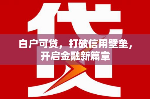 梨树县白户可贷，打破信用壁垒，开启金融新篇章