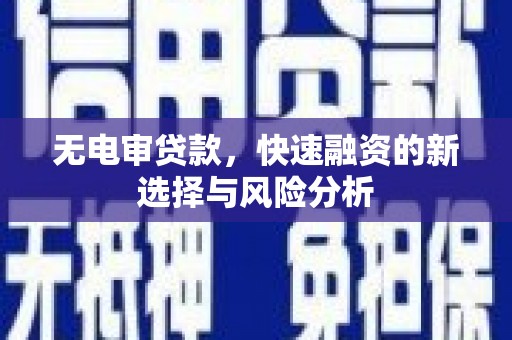 梨树县无电审贷款，快速融资的新选择与风险分析